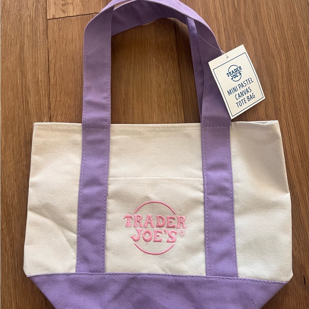 Purple and Cream Canvas Tote Bag